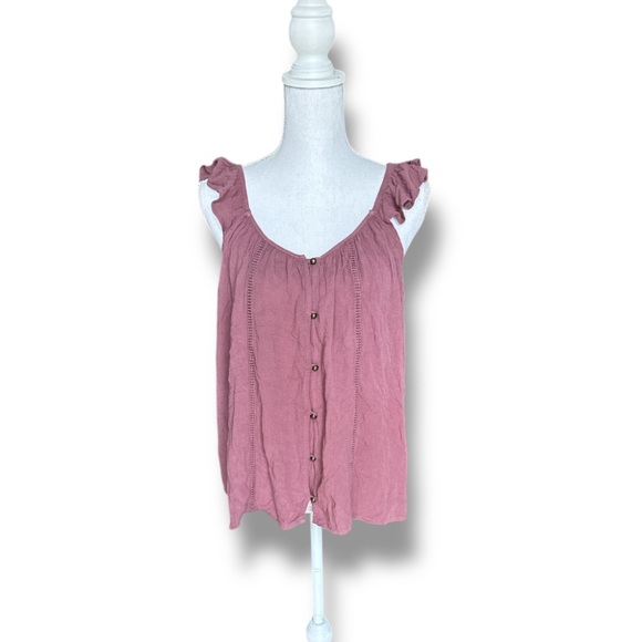Women's Mauve Ruffle Tank Top Size Medium NWOT - Picture 1 of 4
